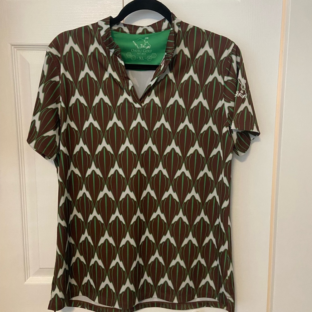 Women’s OGA Golf Polo Brown and Green